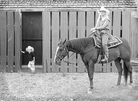 Erin on Horse, with son
